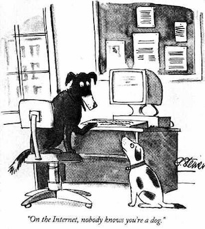 On the internet, nobody knows you're a dog — New Yorker cartoon